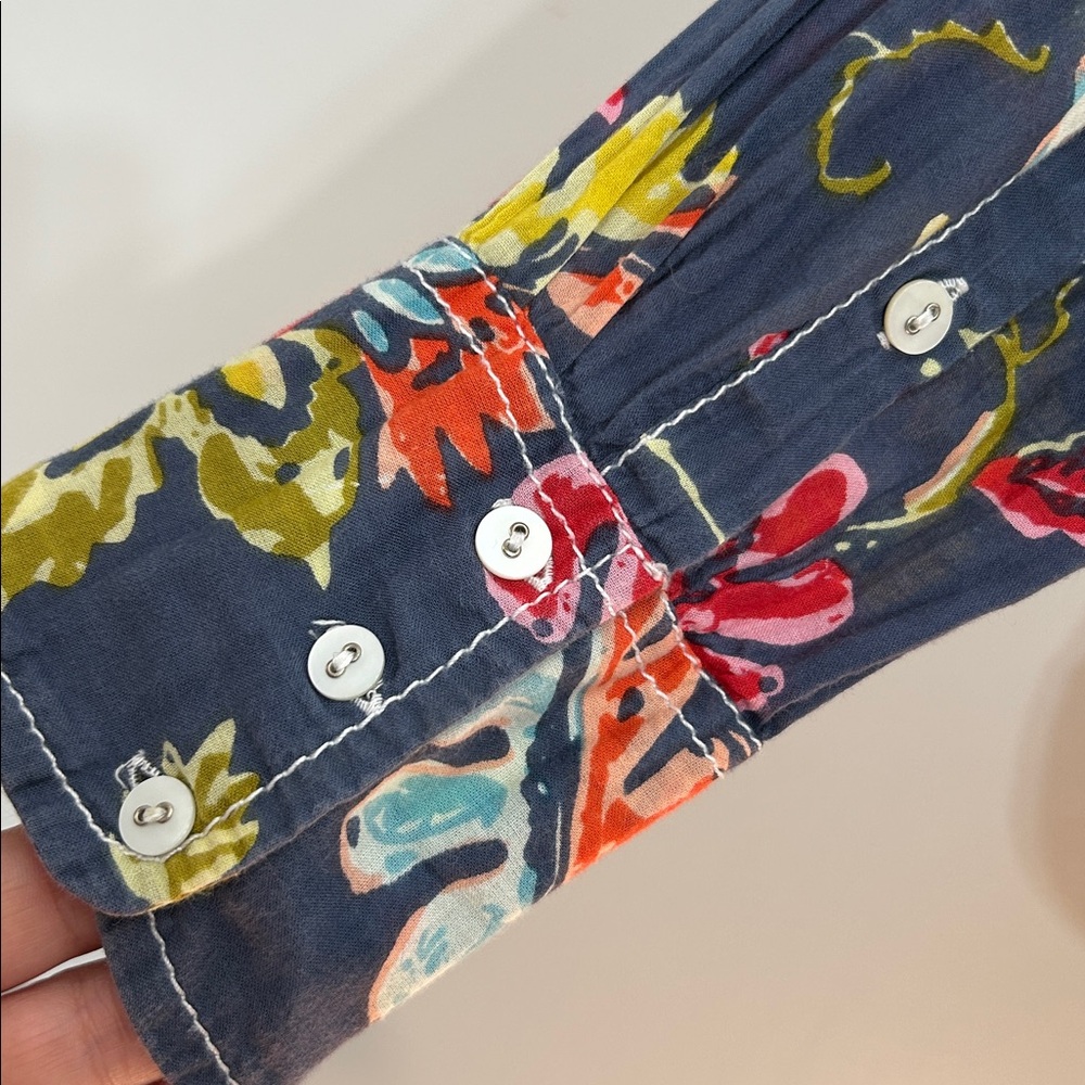 CINO Pomegranate Floral button down Shirt Blue/Gray/Pink XS - Picture 5 of 7